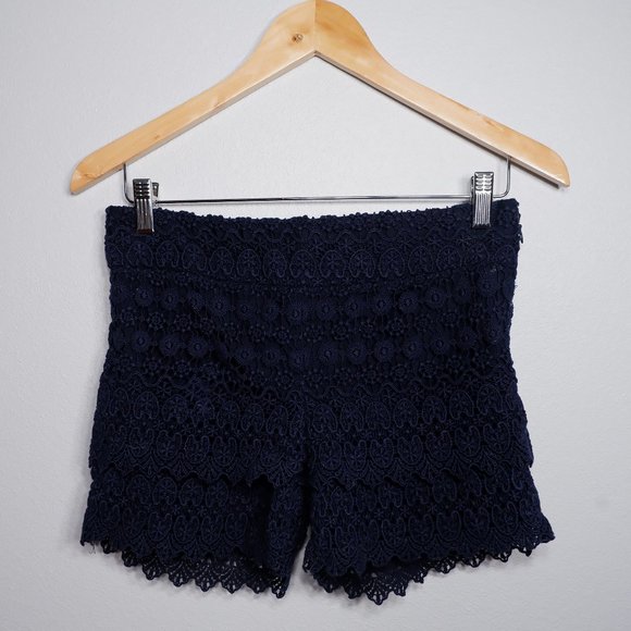 LOFT Pants - Ann Taylor Loft Navy Blue Lace Dressy Shorts